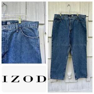 NWT IZOD Sunblast Blue Classic Fit Jeans Straight Leg Zip Fly Denim Size W40xL30